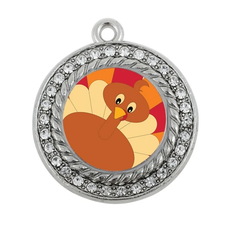 TURKEY CIRCLE CHARM antique silver plated jewelryin Charms from