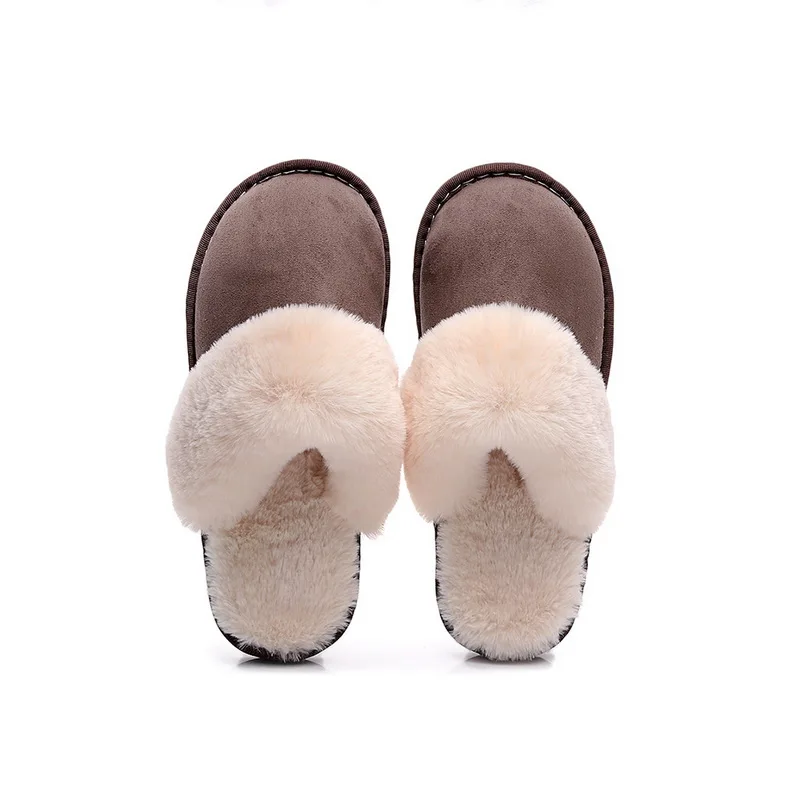 

New Unisexs Suede Super Thick Cotton Slippers Warm Non-slip Slippers Warm Home Cotton Shoes