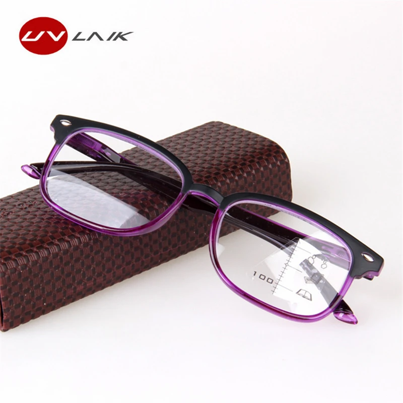 

UVLAIK New Retro Progressive Multifocal Reading Glasses Men Women Hyperopia Bifocal Eyeglasses Unisex Multi-purpose Glasses