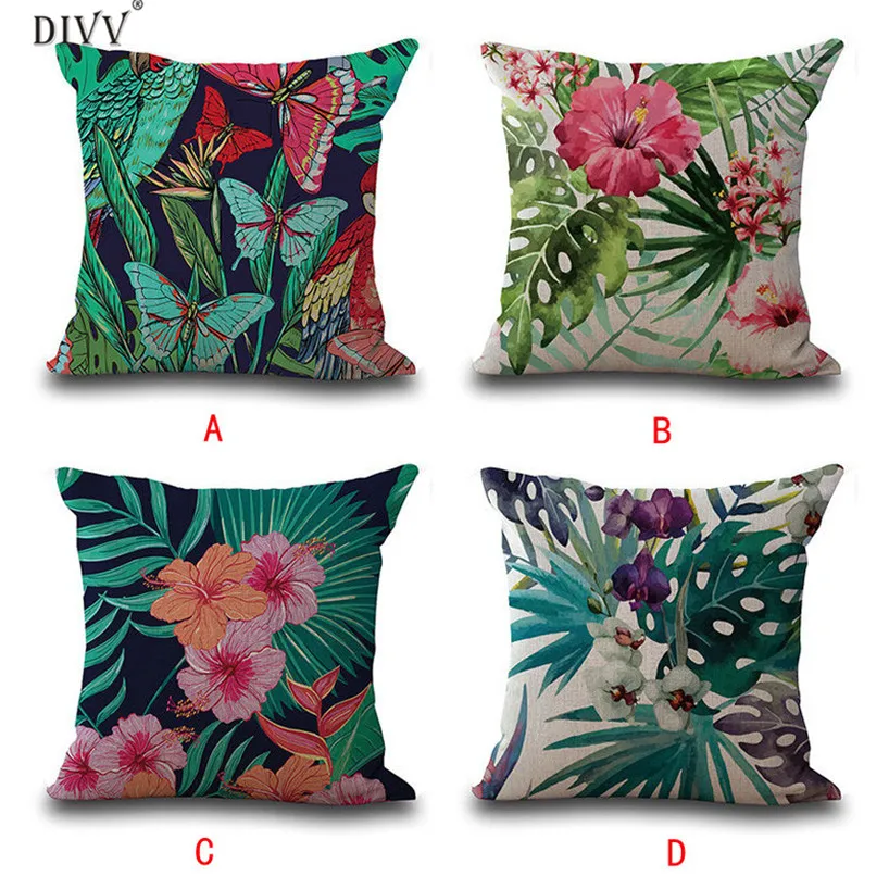 Чехол для подушки DIVV винтажный цветок тропические листья домашний декор M30Hot8536