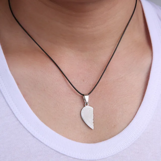 2pcs/set Magnetic Couple Necklace Lovers Wishing Stone Heart Pendant  Distance Faceted Charm Necklace Women Valentine's Day Gifts