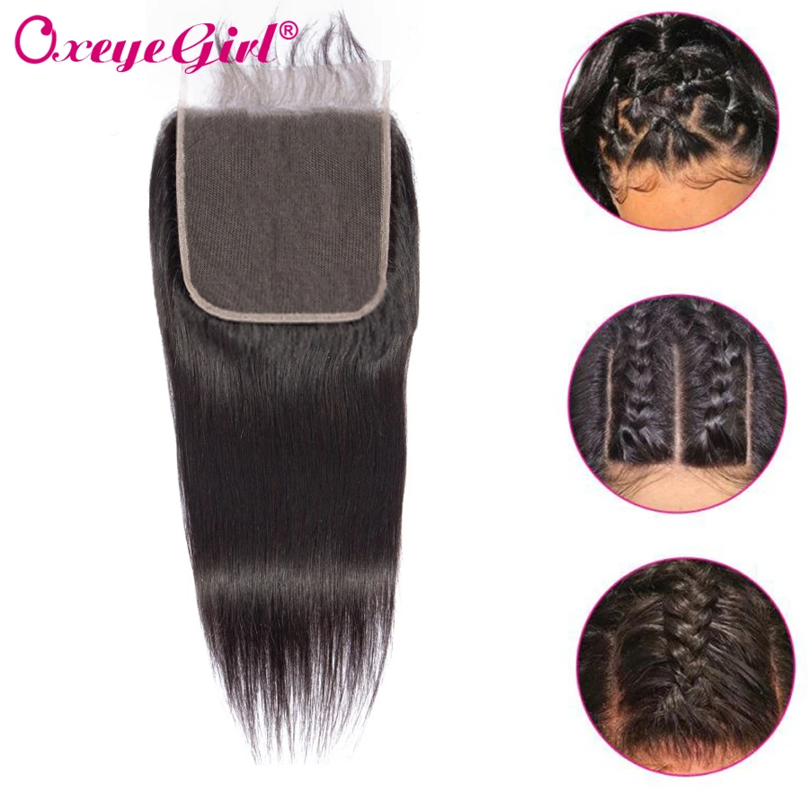 

Oxeye girl Brazilian Hair 5x5 Lace Closure Straight Hair Bundles Free/Middle/Three Part Frontal Closure Remy Hair Oxeye girl