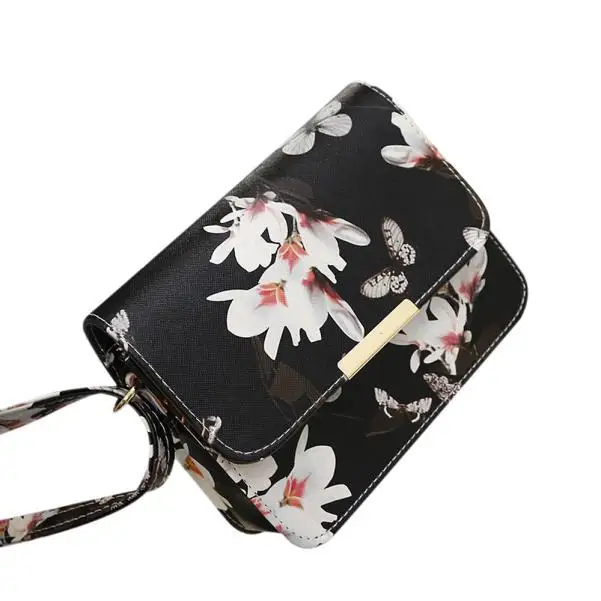 Популярная женская кожаная сумка на плечо с цветочным принтом, сумка-портфель, Ретро сумка-мессенджер, известный дизайнер, клатч, сумки на плечо, черная сумка