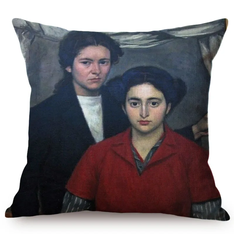 European Style Vintage Noble Woman Self-Portrait Home Decorative Throw Pillow Case Chic Ancient Woman Print Sofa Cushion Cover K82-4