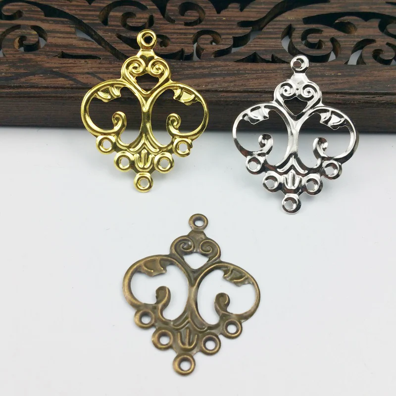 

20pcs 25x28mm Filigree flower Wraps Metal Charms For Embellishment Scrapbook DIY Jewelry Metal Craft Wraps ear accessories
