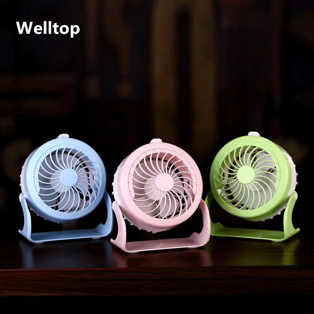 Welltop 4 Modes Quiet USB Fan Small and Lovely Cooling Mini Desk Fan