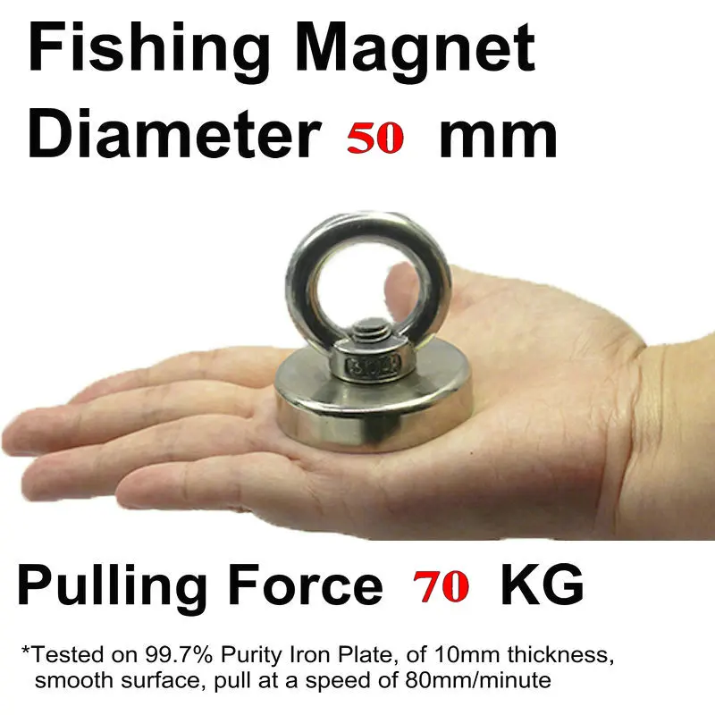 Супер магнит Рыбалка Поиск Неодимовый Диаметр 25-136 мм подъемный зажим мощный стальной крюк Deep Sea Salvage сокровище держатель депозит - Цвет: 66KG Dia. 50 1pc