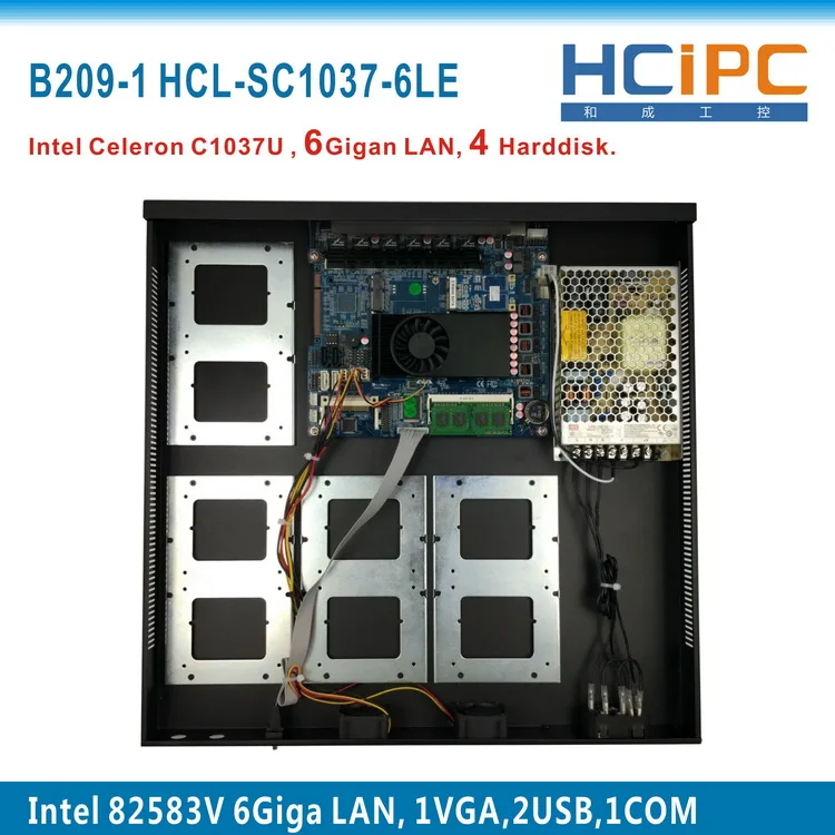 Hcipc B209-1 HCL-SC1037-6LE, Barebone, C1037U 82583 V 6LAN 8-станция для жесткого диска 1U брандмауэр системы, 6LAN материнская плата, 1U 6LAN сетевой маршрутизатор