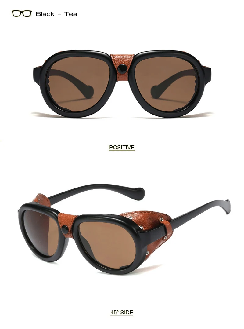 Солнцезащитные очки SHAUNA в стиле ретро из искусственной кожи в стиле панк, женские винтажные ветрозащитные очки с заклепками, мужские солнцезащитные очки