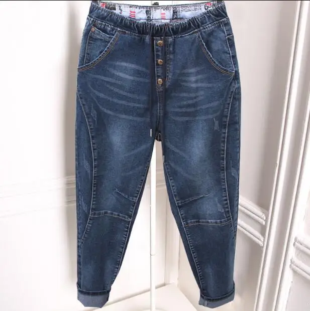 2018 women's harem pants summer new loose large size jeans women was thin 100 kg nine pants tide XL-5XL female Elastic waist 2018 women's harem pants summer new loose large size jeans women was thin 100 kg nine pants tide XL-5XL female Elastic waist