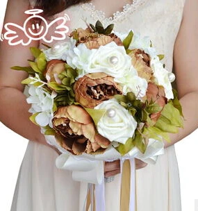 Букет невесты винтажный искусственный цветок для свадьбы букет из пионов Свадебные цветы Романтический Модный букет de noiva розовый фиолетовый - Цвет: as picture