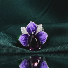 RainMarch, эмалированный цветок, серебряные обручальные кольца для женщин, 925 пробы, серебряные кольца, Аутентичные с белым CZ камнем, Женские Ювелирные изделия