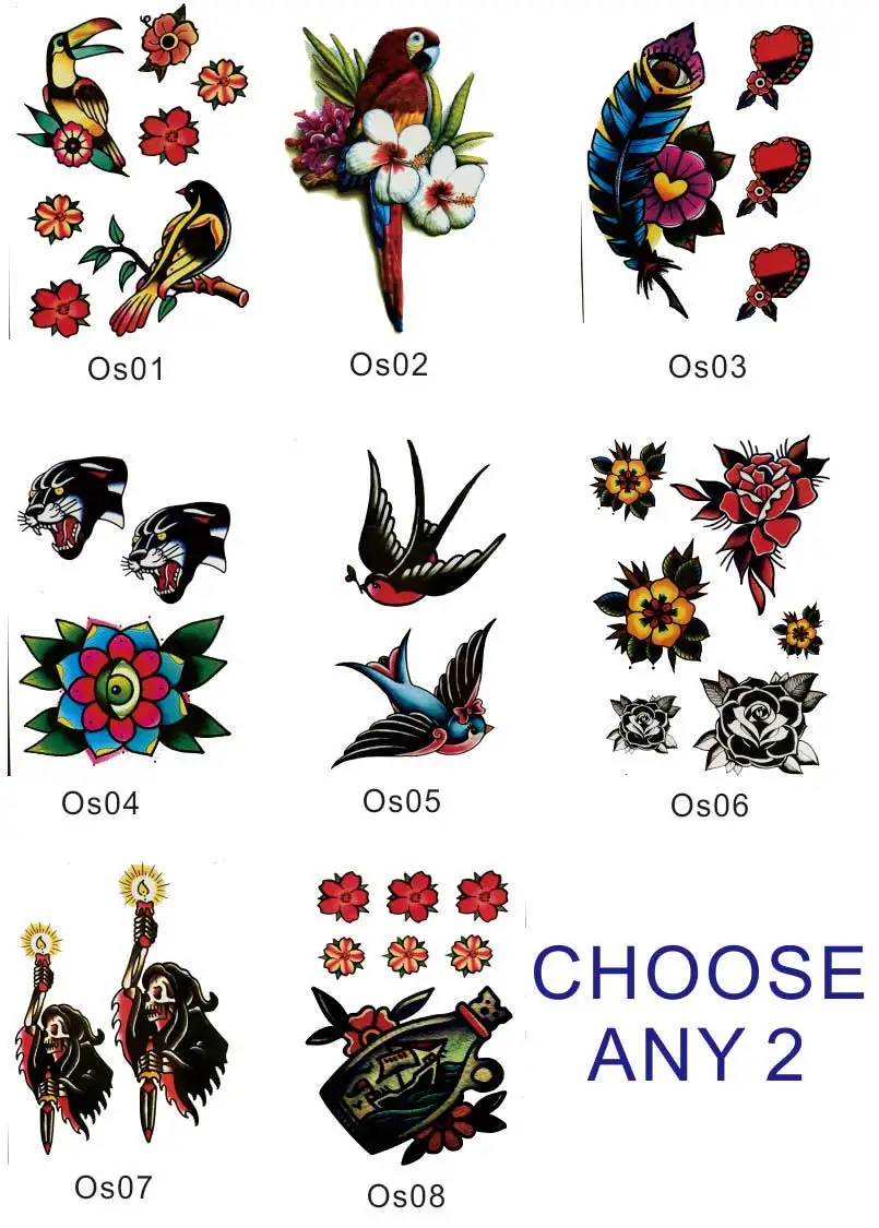 Us 149 Os04 2 Pieces Old School Cheetah Head And All Seeing Eye Flower Pattern Temporary Tattoo Best Body Art In Temporary Tattoos From Beauty