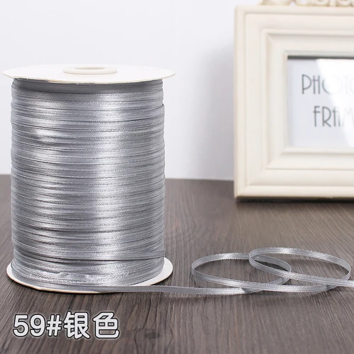 3 мм ширина бордовые атласные ленты 22 метра швейная ткань подарочная упаковка «сделай сам» ленты для свадебного украшения - Цвет: Silver