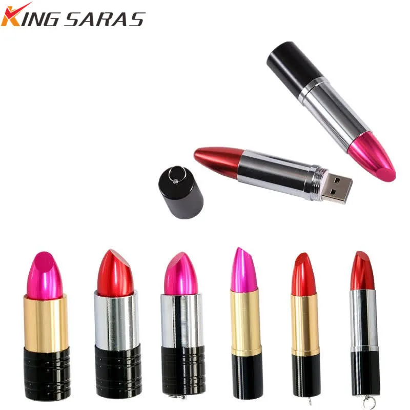 

Popular Gift for Girls USB Flash Drive Pink Red Metal lipstick 4GB 64GB 8GB PenDrive 16GB 32GB 64GB Pen Drive USB Memory Sticks