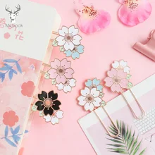 2 шт. милые вишневые цветы, скрепки для бумаги, закладки, рекламные подарки, кавайные канцелярские принадлежности, металлические маркеры для книг Sukura, школьные офисные принадлежности