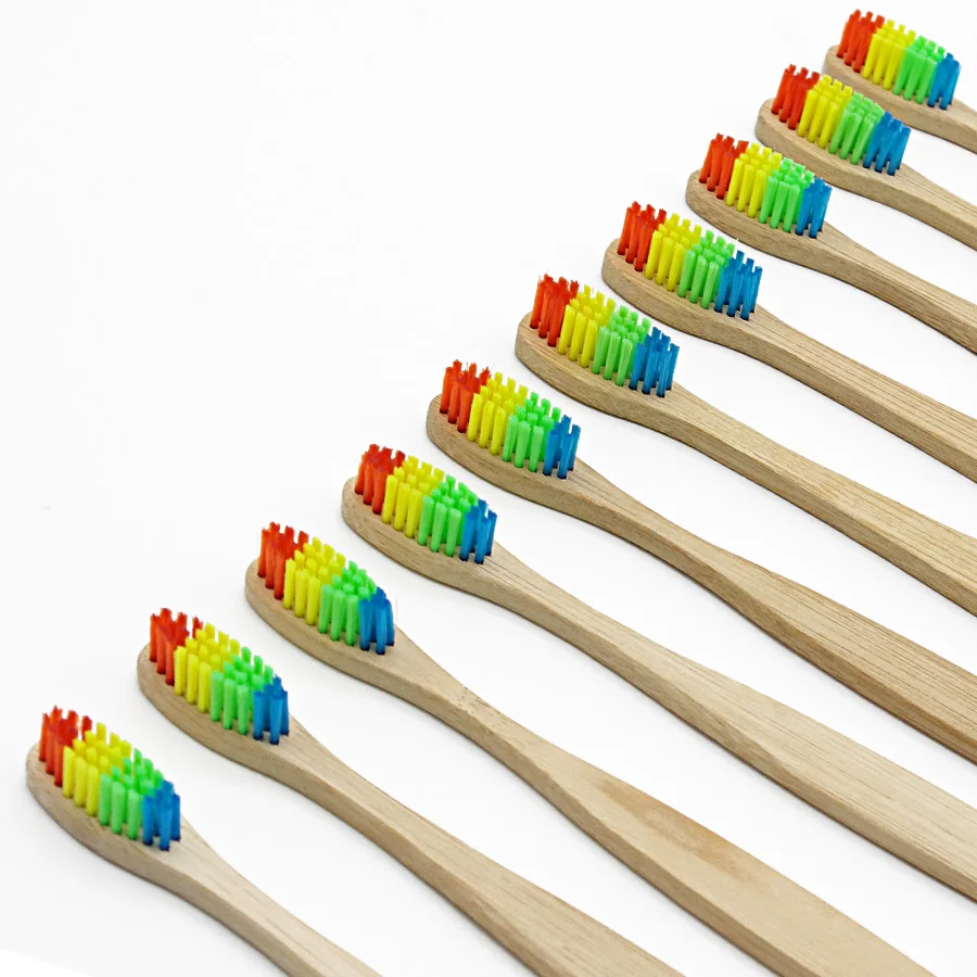

1Pcs Colorful Wood Soft Bamboo Toothbrush Bamboo Charcoal Soft Travl Toothbrush Rainbow Mini Oral Care Cheaper Medium Brushes