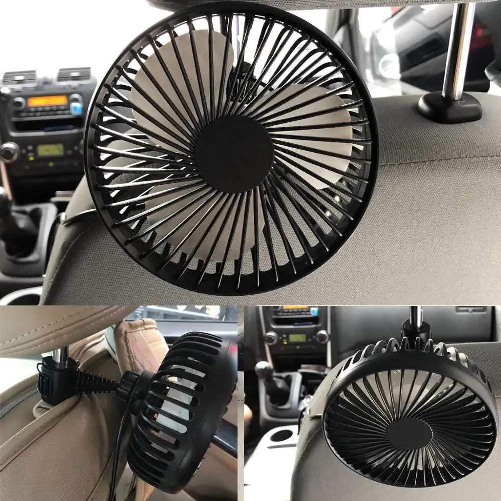 

Universal 5" Car Back Seat Headrest Three Speed 5V USB Fan With Switch Air Cooling Fan for Home Travel Car Truck Headrest