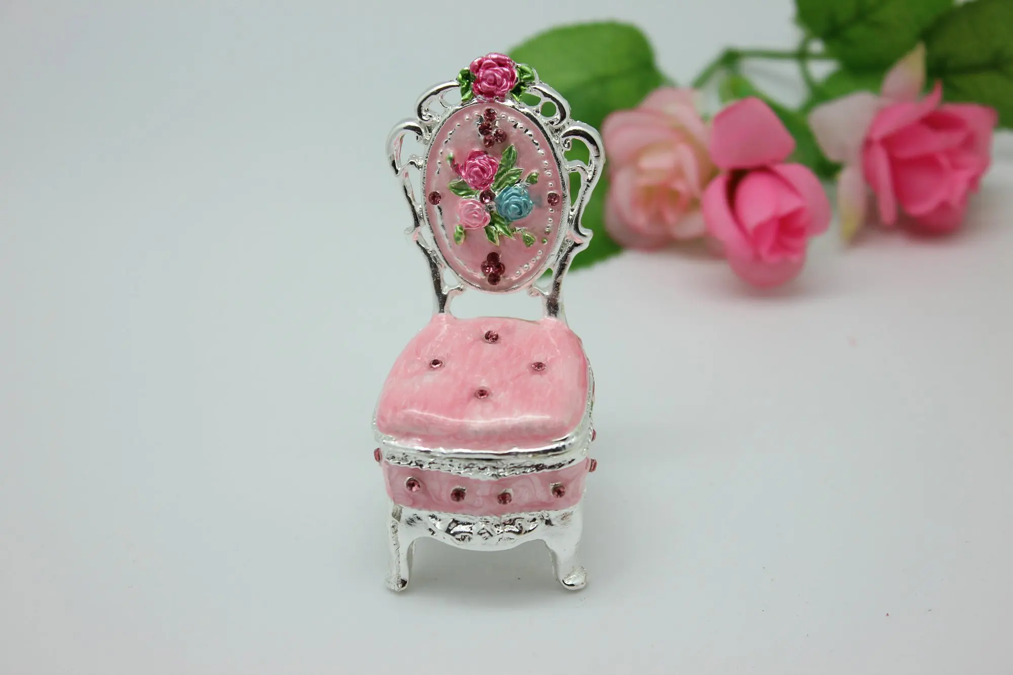 Розовый миниатюрный антикварный стул шкатулка для бижутерии ювелирное китайский стул в форме декоративный подарок на свадьбу
