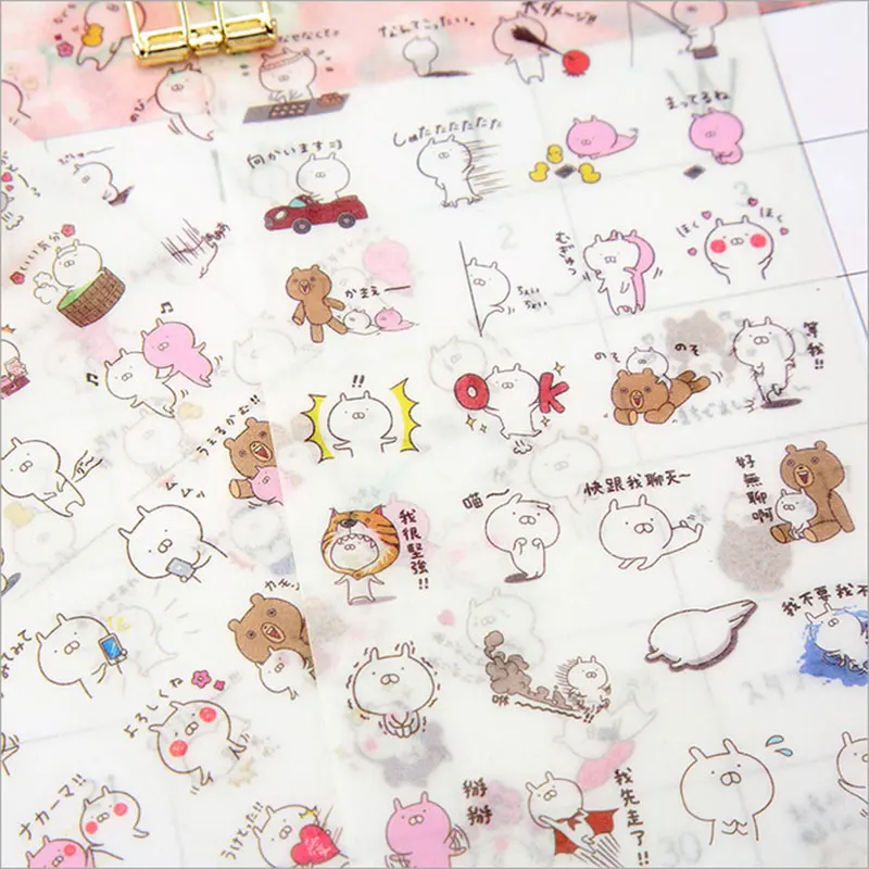 

6pcs/lot Kawaii Cute rabbit children Paper diy Decorative Sticker Diary Album Label Sticker Scrapbooking Sticker Stationery