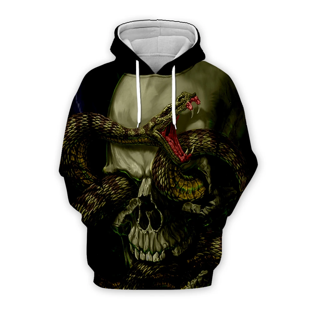 

Men's Clothing Harajuku Green Snake Skull print 3d Hoodies women autumn zipper coat long sleeve sweatshirts unisex Tops jacket
