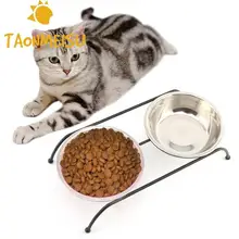 Большой размер миска для домашних животных кошек миска для собак железная рама две миски из нержавеющей стали противоскользящая пищевая вода блюда Фидер миска для путешествий