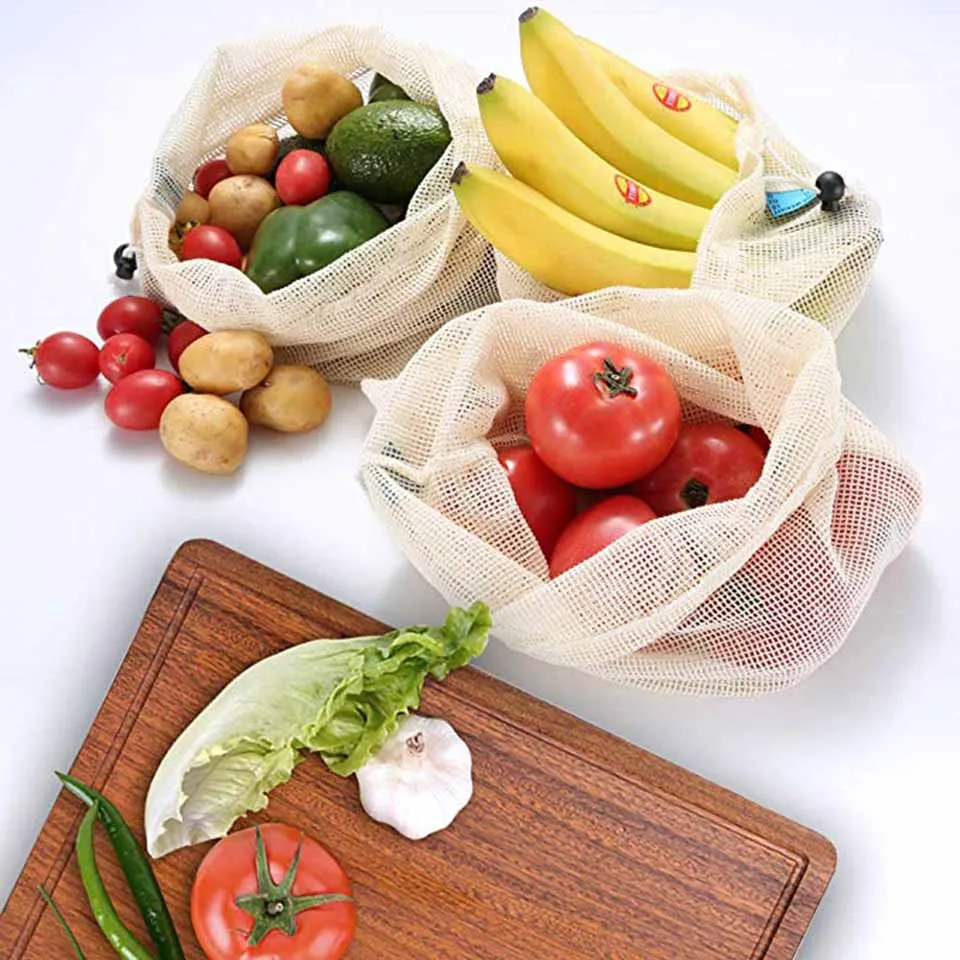 TEENRA 3 шт. многоразовые сумки для фруктов и овощей, набор для выращивания картофеля, сумка для овощей из хлопковой сетки, сумка для хранения фруктов, Органайзер
