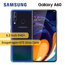 Samsung Galaxy A60, 4G смартфоны, 6,3 дюймов, FHD+ Восьмиядерный процессор, 6 ГБ ОЗУ, Android 9,0, тройная камера, 3500 мА/ч, две sim-карты, NFC, мобильный телефон