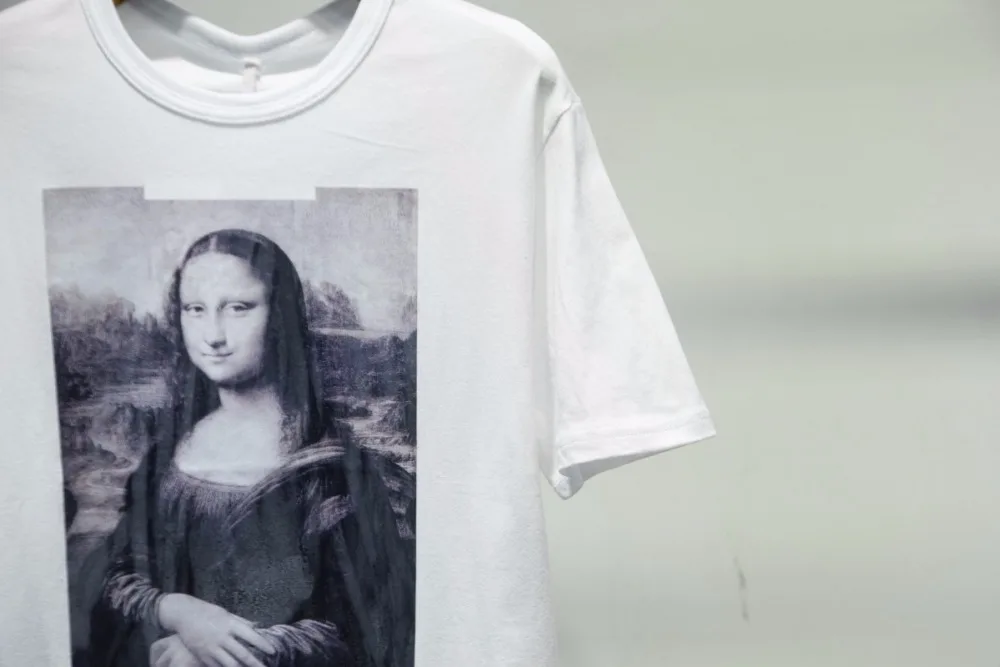 OFF-WHITE Street OW Mona Lisa Smile HD печать мужская пара свободная футболка с коротким рукавом