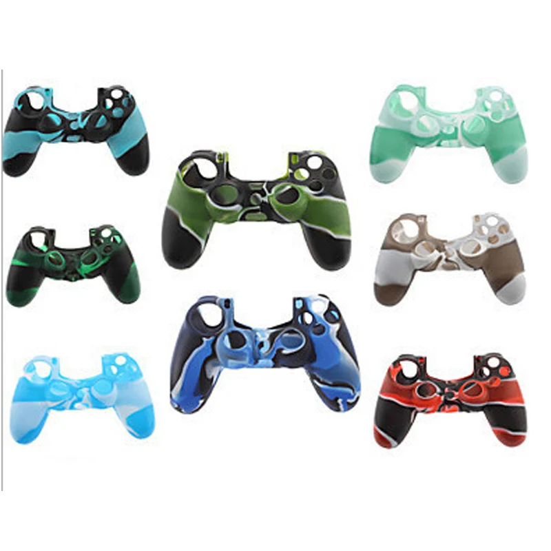 

TENZERO Case Camouflage 100% Silicone Anti-Slip High Quality Protective Skin Case Green Style Joystick Case For PS4 Controller