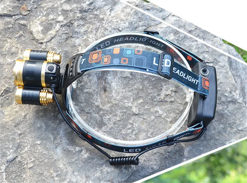JEANIGHT 3 LED Headlamp XML T6 8000LM Headlight frontale Flashlight 4 Mode Torch Lights with Car Charger With 18650 Battery (19)
