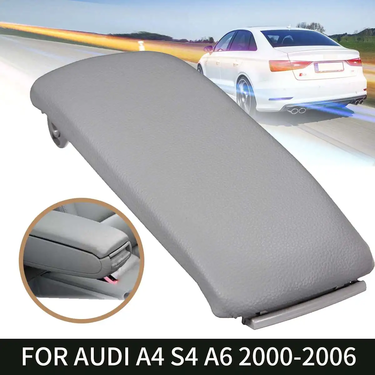 Авто кожаный подлокотник центральной консоли для AUDI 2000 2001 2002 2003 2004 2005 2006 A4 S4 A6 Allroad - Название цвета: Grey