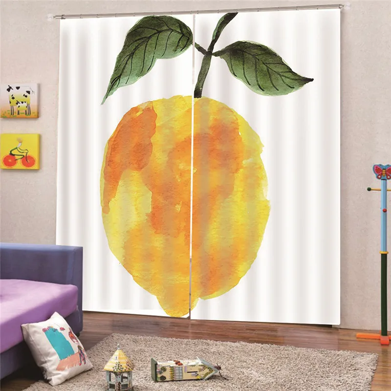 

3D Digital Print Lemon Modern Blackout Curtains for Living Room Bedroom Window for Fabric Custom made Home Decor Draps AP18