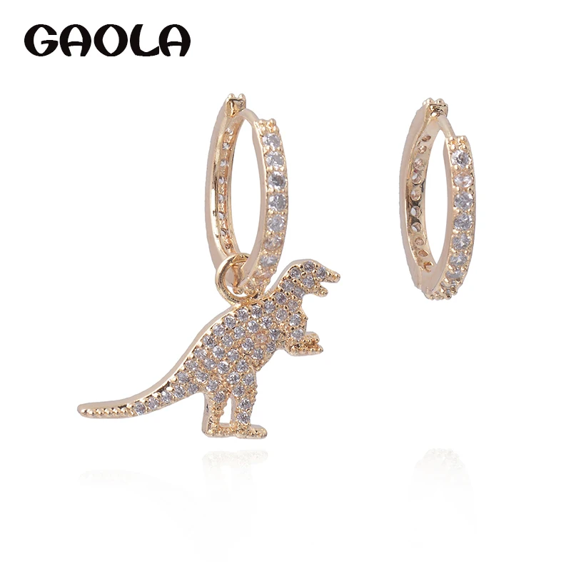 

GAOLA Lovely Dinosaur CZ Stud Earrings For Women Animal Earrings Jewelry Fashion Girl Earring GLE7367A