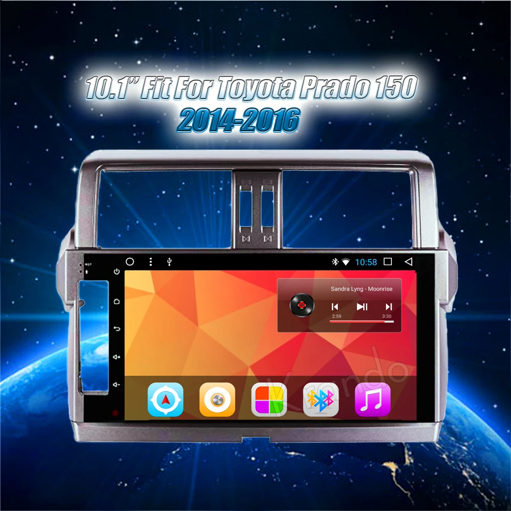 Top Krando Android 8.1 10.1" IPS Full touch Big Screen car Navigation player for Toyota Prado 150 2014-2017 audio player gps wifi 0