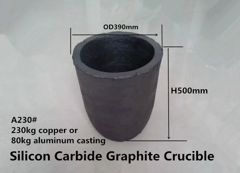 

A230# Silicon Carbide Graphite Crucible for 230kg copper and 80kg aluminum /Bronze melting crucible