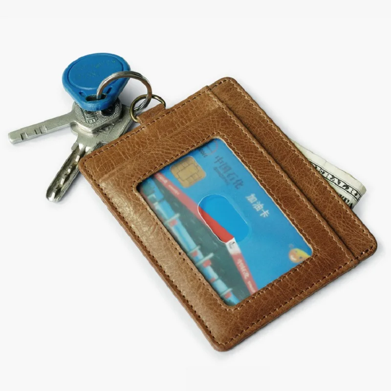 

Wholesale Leather Credit Card Holder Driving Licence Card Case Thin Card Wallet Bus Card Pack ID Pocket Window Key Ring Cheap