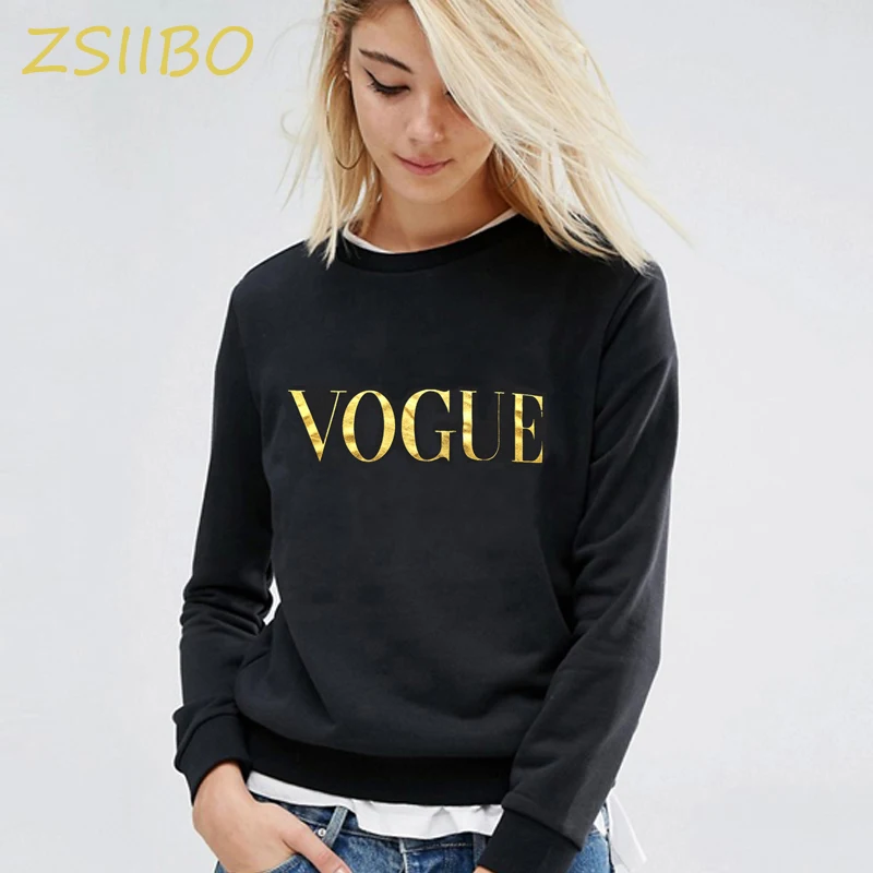 

Hoodies Women 2019 Autumn VOGUE Printing solid color Sweatshirt O Neck Pullover Winter Female Tracksuit Plus Size Clothing