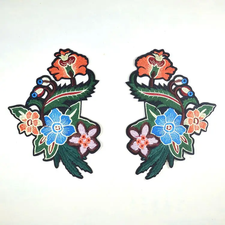 1pairs Flower Embroidered Applique patches for clothing sewing women skirt fabric patch garment