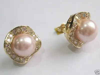 

Free Shipping >> PRETTY 10MM PINK ROUND SOUTH SEA SHELL PEARL CRYSTAL esre EARRINGS