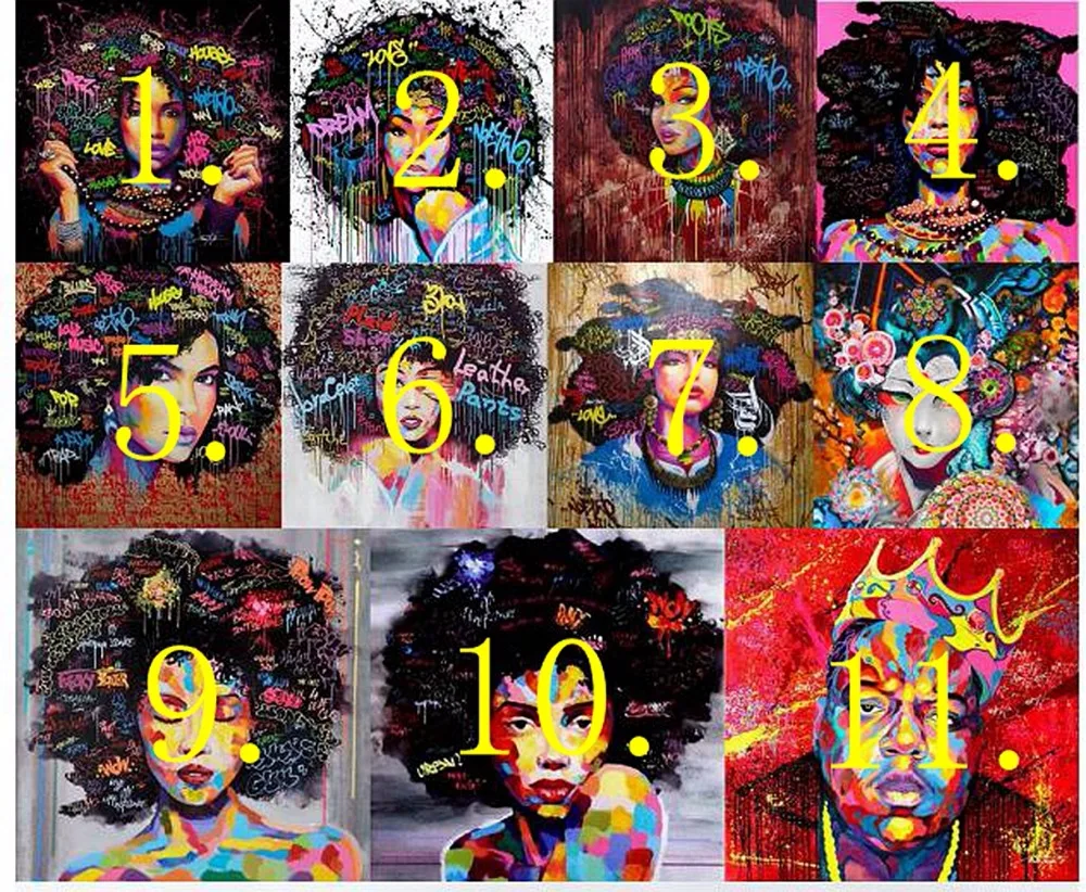 African American Black Art Abstract Portrait Wall Afro Poster Canvas