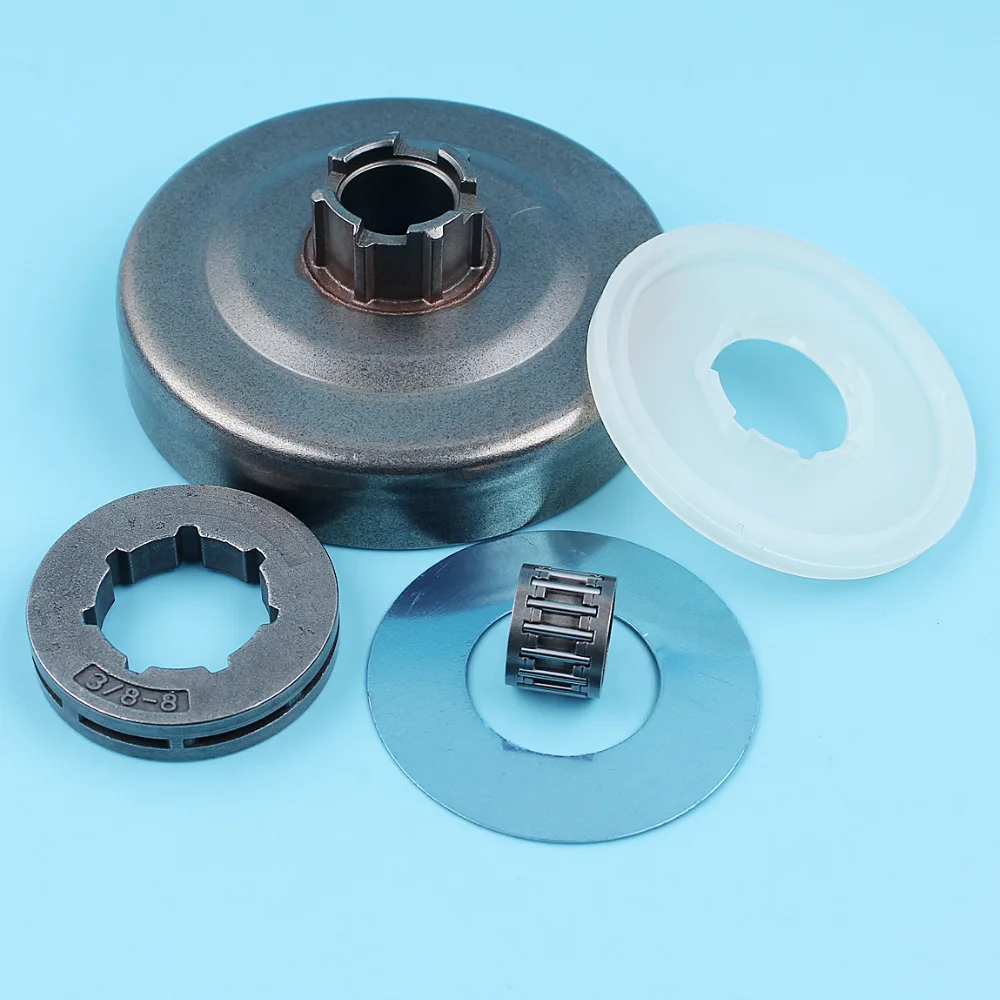 

3/8"-8T Clutch Drum Washer Dust Cover Kit For Husqvarna 61 66 162 266 268 272 Chainsaw Needle Cage Bearing
