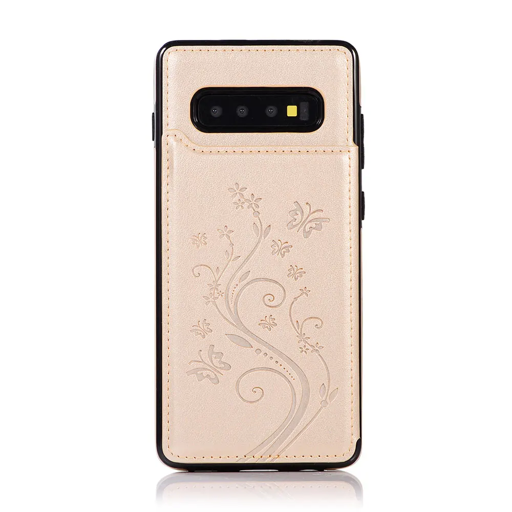 Чехол KISS в винтажном стиле из искусственной кожи чехол s для samsung Galaxy S8 S9 S10 Plus S10e слот для карт чехол для телефона samsung Note 9 8 чехол - Цвет: Серый