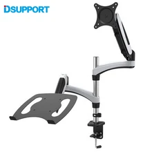 GM124U-D TOP Sell Desktop Clamping 360 degree Gas Spring Dual Arm for 15″-27″ Monitor Holder+ 13-17″ Laptop Holder Bracket