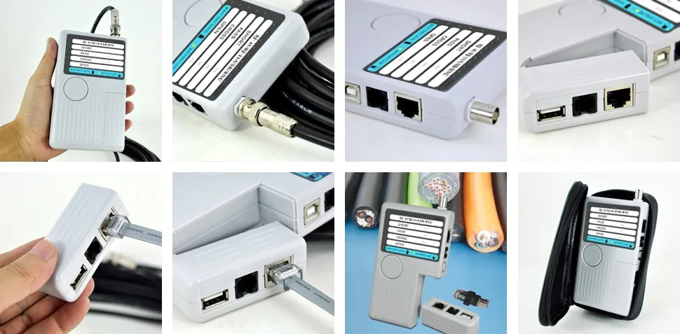 NF-3468 4 в 1 Многофункциональный цифровой RJ11/RJ45/BNC кабель USB, тестер Длина Кабеля Тестер английская версия