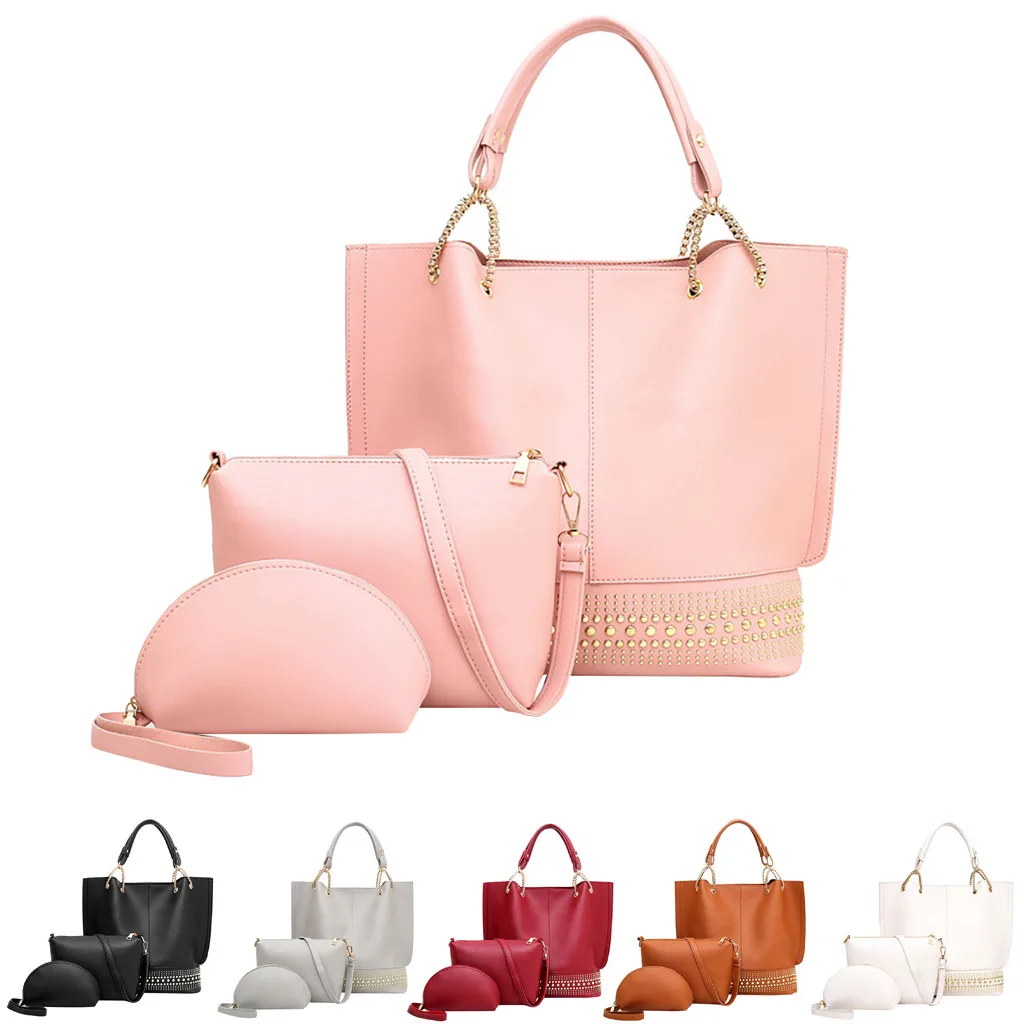

Luxury Handbags Women Fashion New 3Pcs Bags Solid Color Large Capacity Handbag Small Crossbody Bag Mini Wallets Bolsa Feminina