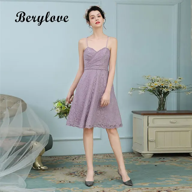 Berylove Short Knee Length Lavender Lace Bridesmaid Dresses 2018 Berylove Short Knee Length Lavender Lace Bridesmaid Dresses 2018 Dress For Wedding Party Gowns