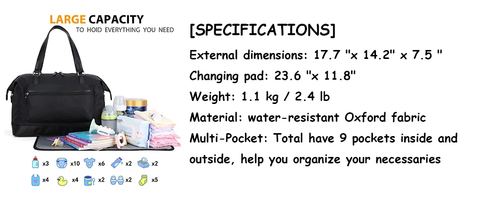Mommore Большой пеленки сумка дорожная вещевой Сумка для мамы и папы с пеленальный коврик большая емкость сумка для пеленок через плечо