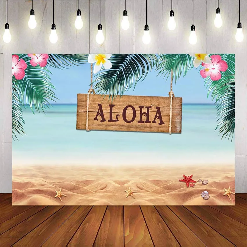 Гавайские вечерние фоны Luau летние тематические фотографии фон тропический лист пляж розовый цветок ALOHA День Рождения декорации