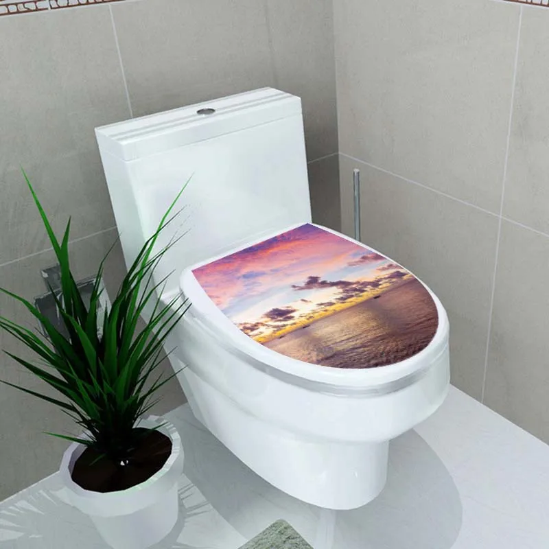 3D Scenery Homer Decor Creative Landscape Toilet Seat Stickers Vinyl Wall sticker Washroom Decals Waterproof Removable Wallpaper (3)